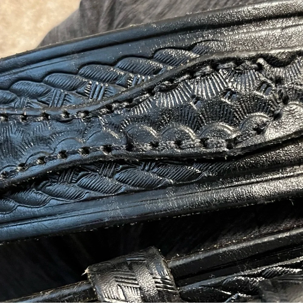 Triple K Black Leather Belt with Gold Buckle